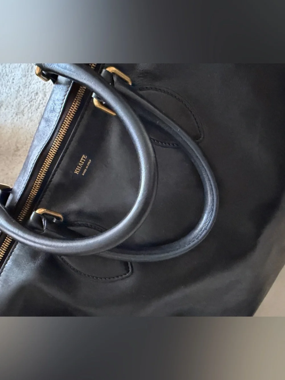 KHAITE Black Leather Duffel with Gold Hardware - Picture 9 of 10
